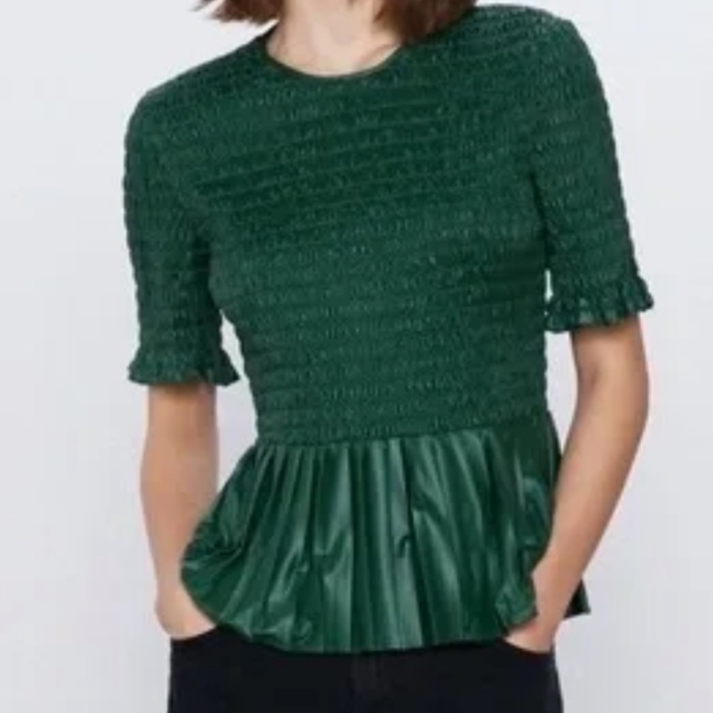 NWT Zara faux leather blouse 👚